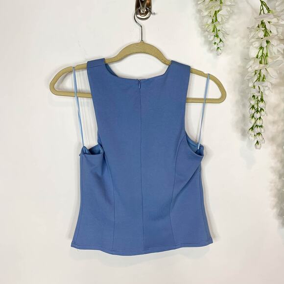 NWT SUNDAY IN BROOKLYN asymmetrical cut-out top blue boho 2850 - Picture 2 of 9